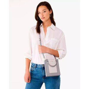 S Kate Spade Lena Mini Tote Gray Pebbled Leather Bag KI885 Purse NWT $349 Retail